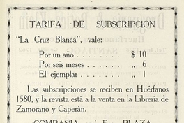 Cuadro suscripción y encargos ropa blanca para financiar la Cruz Blanca.