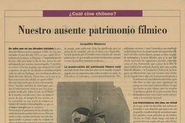 "Nuestro ausente patrimonio fílmico"En: Patrimonio  Cultural (25): 20, otoño-invierno, 2002.