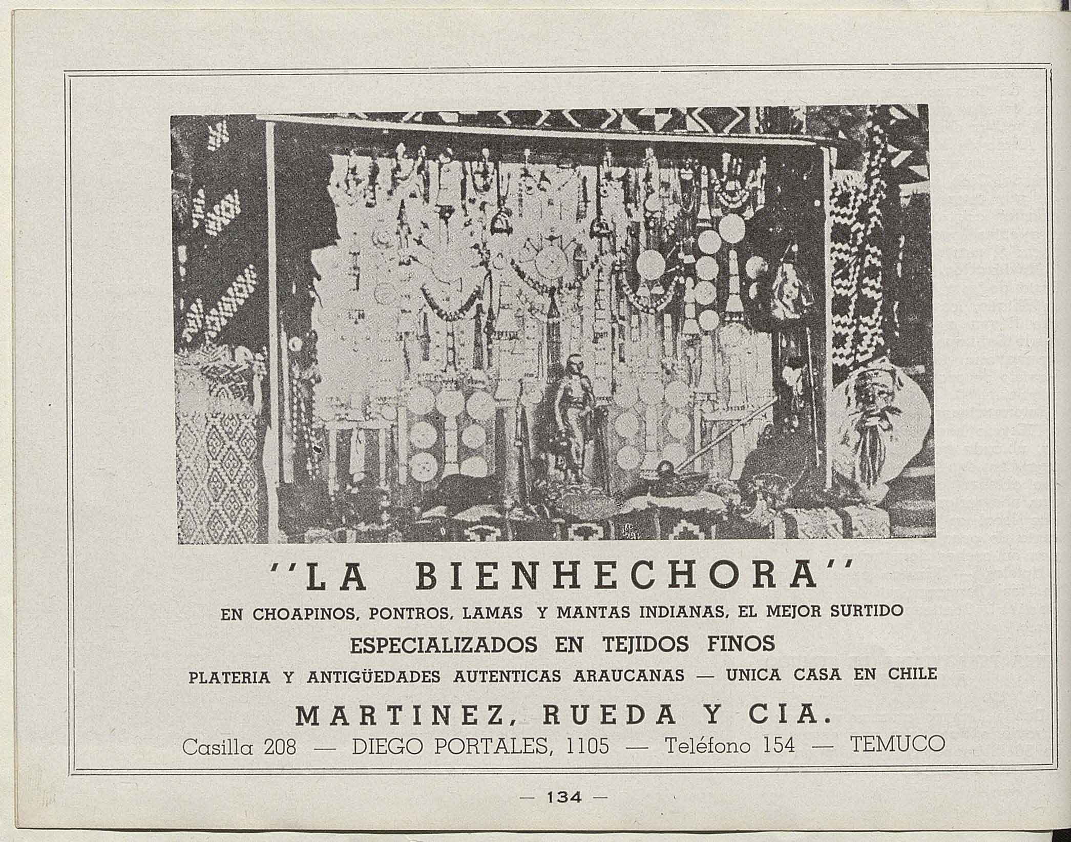 Publicidad de artesanía indígena en Temuco