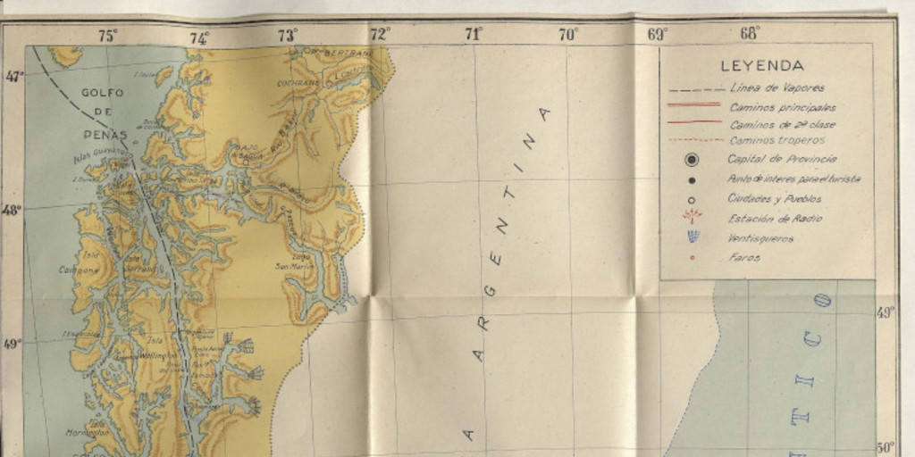 Mapa desde Golfo de Penas a Isla Londonen