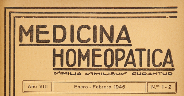 Medicina homeopática, números 1-2, enero-febrero de 1945