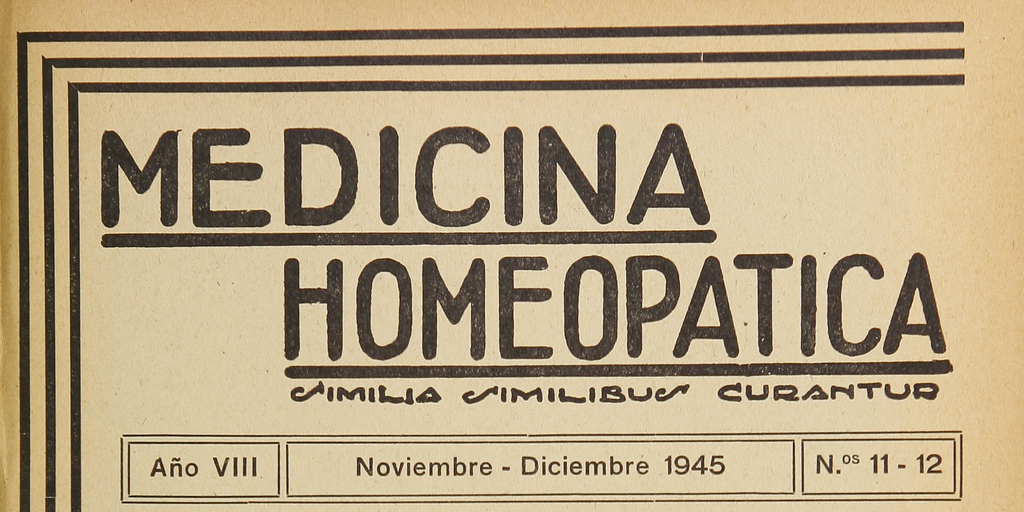 Medicina homeopática, números 11-12, noviembre-diciembre de 1945