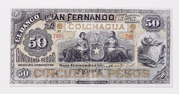 ie de foto: Billete de 50 pesos, Banco de San Fernando, 18--