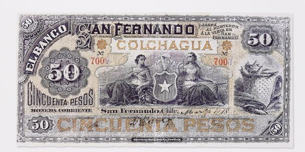 ie de foto: Billete de 50 pesos, Banco de San Fernando, 18--