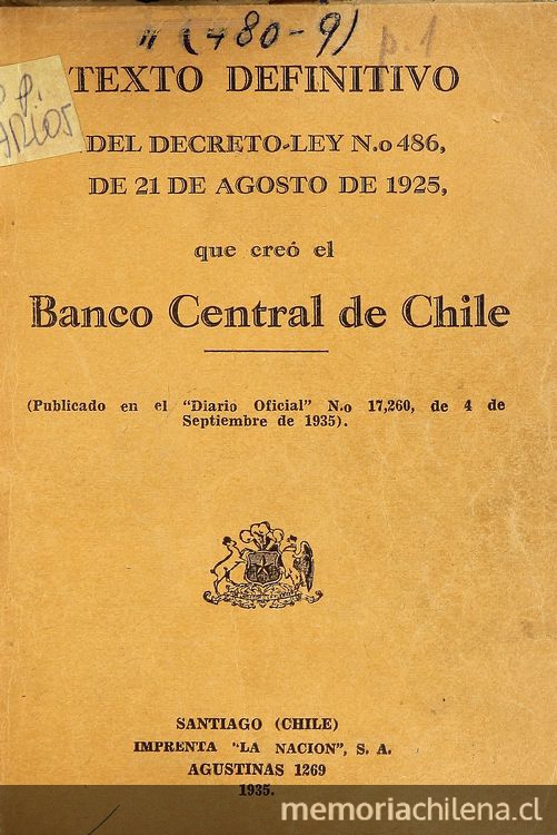 Texto definitivo del decreto-ley no. 486 del 21 de agosto de 1925