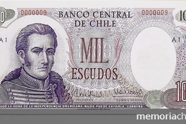 Pie de foto: Billete de 1000 escudos Banco Central, 1973