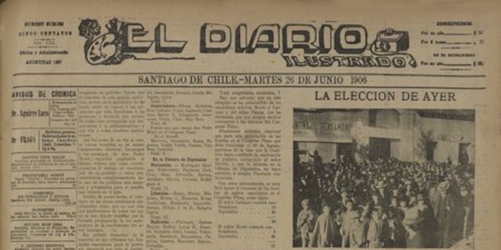 El Diario Ilustrado. Santiago. S/N. (26 de junio de 1906).