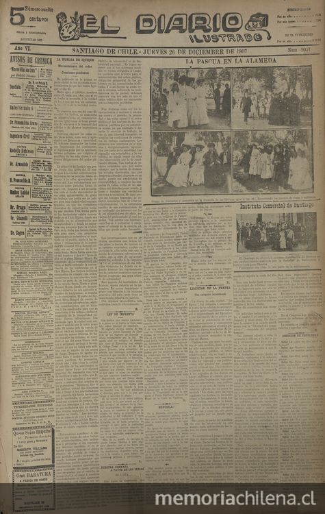El Diario Ilustrado. Santiago. N° 2051. (26 de diciembre de 1907).