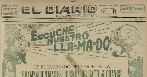 El Diario Ilustrado. Santiago. N° 9064. (24 de febrero de 1927). P. 3 y p. 25.