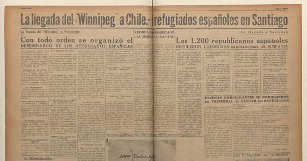 La llegada del "Winippeg" a Chile