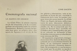 Cinematografía nacional. La agonía de Arauco