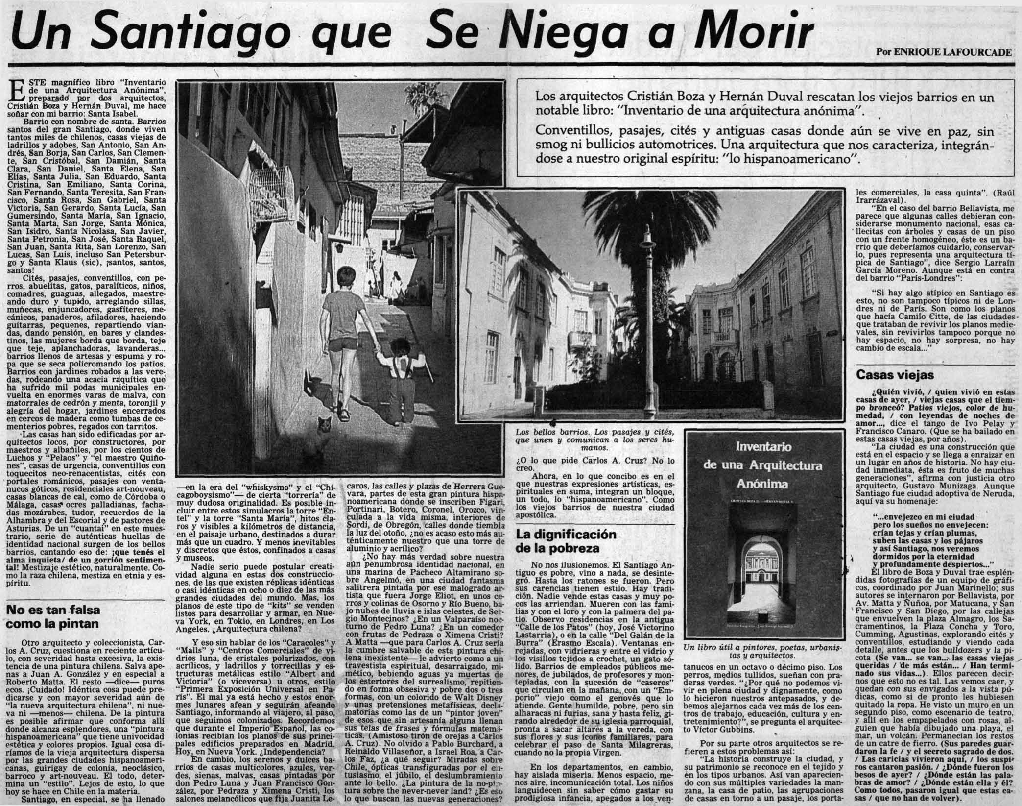 Un Santiago que se niega a morir [artículo] Enrique Lafourcade