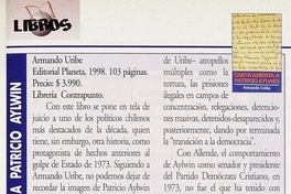 "Carta abierta a Patricio Aylwin", Ercilla, (3093): 87, 7 de septiembre, 1998.