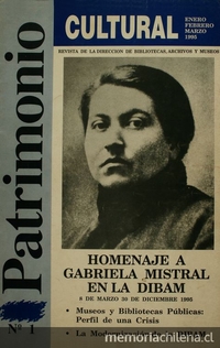 Portada de primer número de revista Patrimonio Cultural, 1995En: Patrimonio  Cultural (1): 1, enero-marzo, 1995.