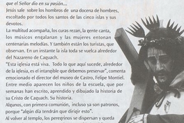 Pie de foto: Adoración al Jesús Nazareno de Caguach, 2005En: Patrimonio  Cultural (41): 16, primavera, 2006.