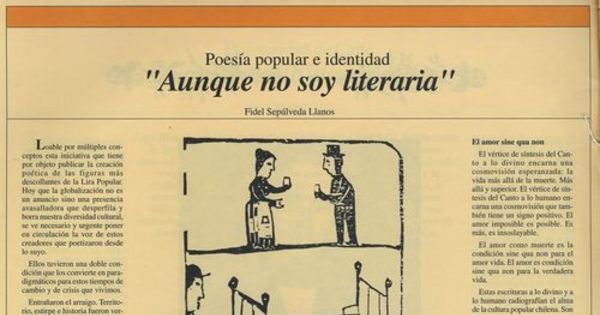  "Poesía popular e identidad. Aunque no soy literario".En: Patrimonio  Cultural (12): 8-9, octubre, 1998.
