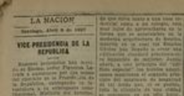 Editorial de La Nación, Santiago. 8 de abril de 1927, p.3
