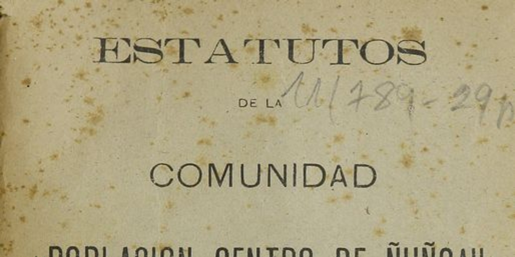 Estatutos de la comunidad "población centro de Ñuñoa". Santiago: Imp. Gutenberg, 1921.