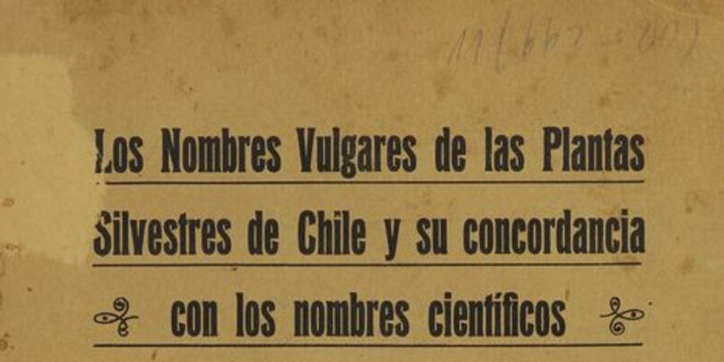 Los nombres vulgares de las plantas silvestres de Chile y su concordancia con los nombres científicos, y observaciones sobre la aplicación técnica y medicinal de algunas especies