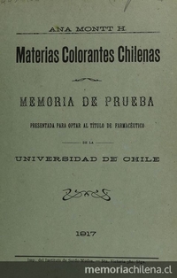 Materias colorantes chilenas. Santiago: Impr. del Instituto de Sordo-Mudos, 1917