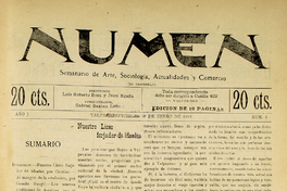 Numen. Año 1, número 6, 3 de enero de 1919