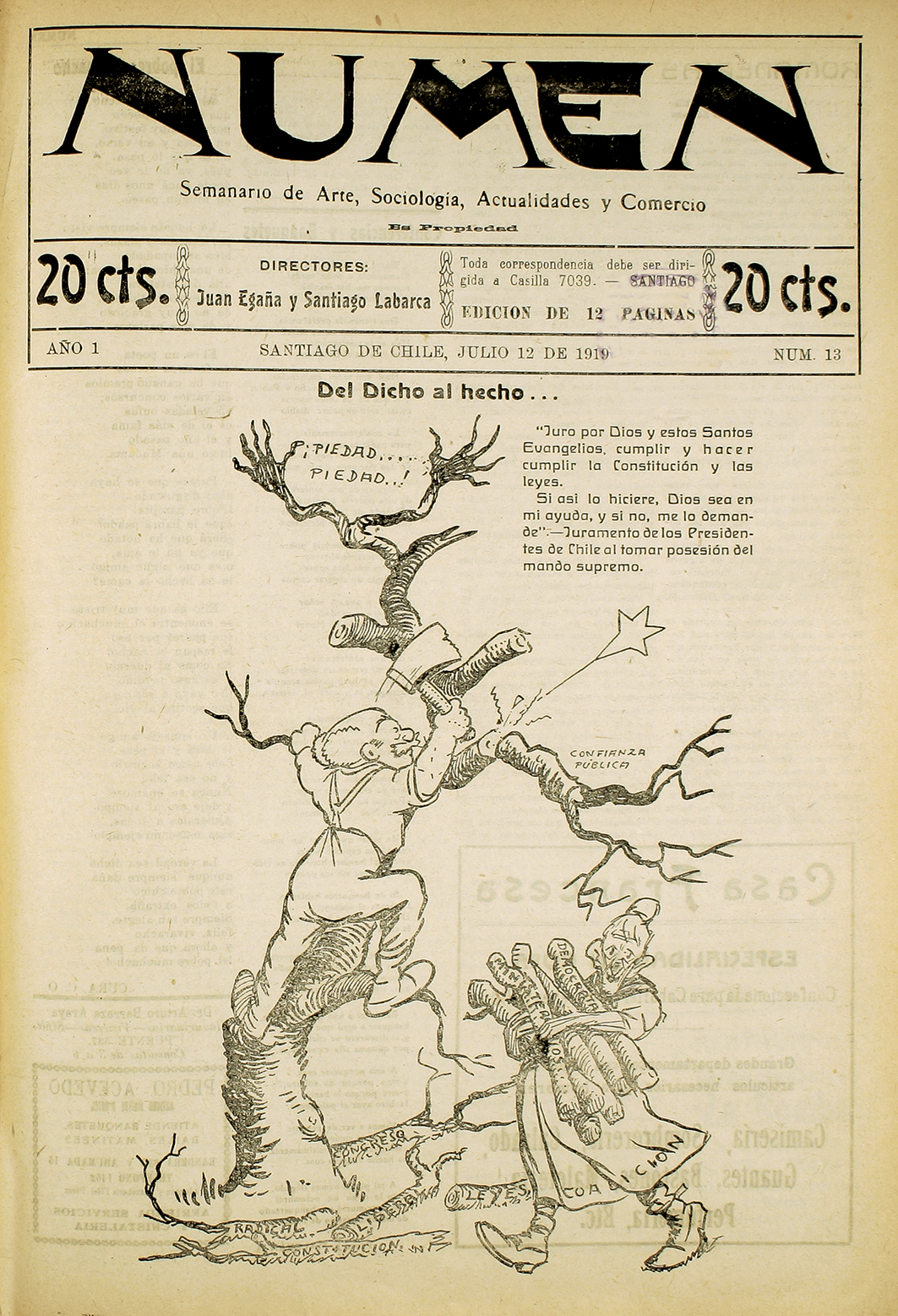 Numen. Año 1, número 13, 12 de julio de 1919