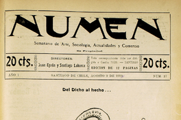 Numen. Año 1, número 17, 9 de agosto de 1919
