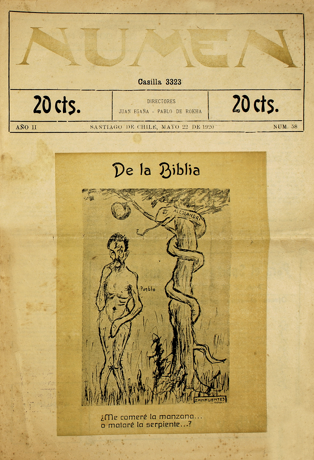 Numen. Año 2, número 58, 22 de mayo de 1920