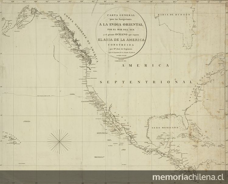 arta general para las navegaciones a la India Oriental por el Mar del Sur y el Grande Oceano que separa el Asia de la America. Londres: [Constraida por Dn. Jose de Espinosa, No. 17 Dean Street Soho], 1812.