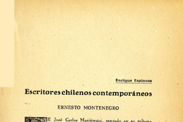 Escritores chilenos contemporáneos. Ernesto Montenegro.
