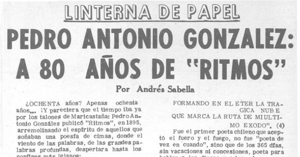 Pedro Antonio González: a 80 años de "Ritmos"