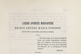 Lljeros apuntes biográficos de Don Andrés María Torrico