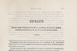 Estracto de las tres últimas actas de la Academia de Bellas Letras, correspondientes al 8, al 15 i al 22 de noviembre