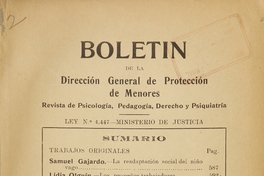 Boletín de la Dirección General de Protección de Menores, Año III, número 6, enero de 1935