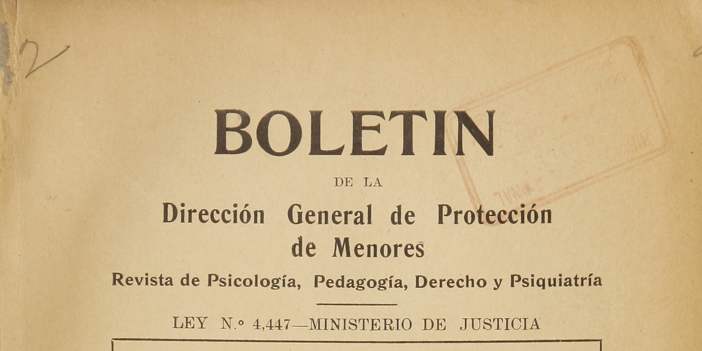 Boletín de la Dirección General de Protección de Menores, Año III, número 6, enero de 1935