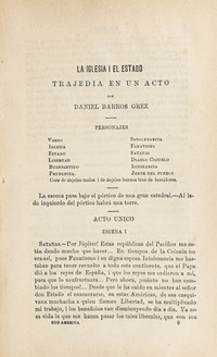 La Iglesia y el Estado. Tragedia en un acto (1874) de Daniel Barros Grez