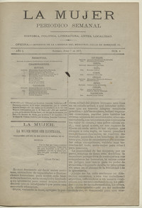 Editorial de La Mujer (1877)