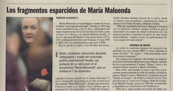 Los fragmentos esparcidos de María Maluenda