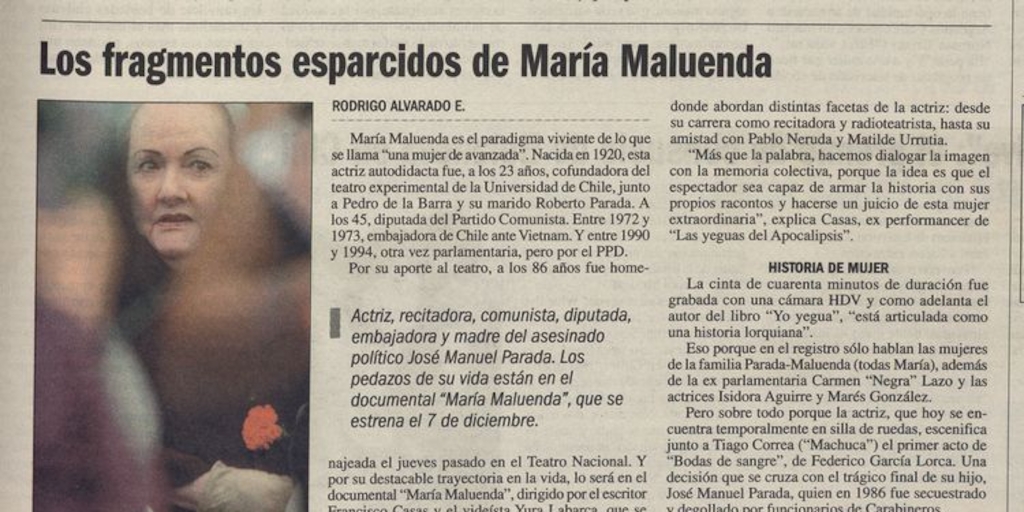 Los fragmentos esparcidos de María Maluenda