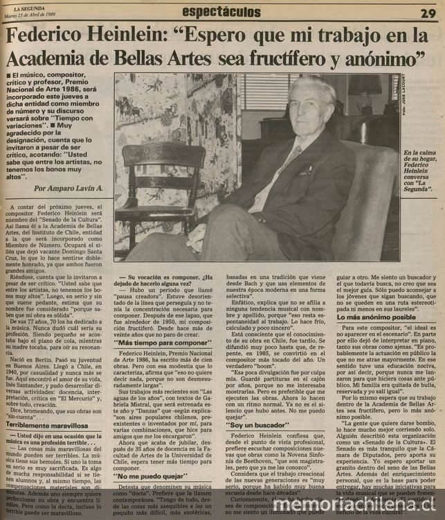 Federico Heinlein: "Espero que mi trabajo en la Academia de Bellas Artes sea fructífero y anónimo"