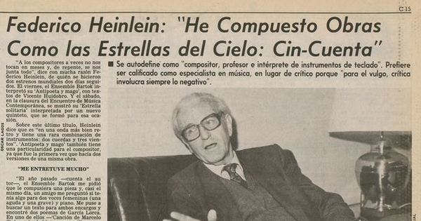 Federico Heinlein: "He compuesto obras como las estrellas del cielo, Cin-Cuenta"