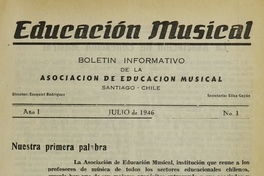 Educación Musical. Número 1, julio de 1946