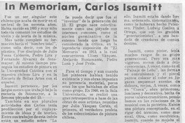 In Memoriam, Carlos Isamitt