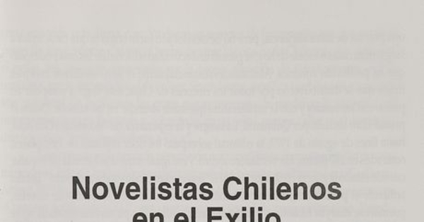 "Novelistas chilenos en el Exilio".