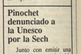 Pinochet denunciado a la Unesco por la Sech