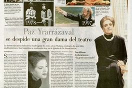 Paz Yrarrázabal: se despide una gran dama del teatro
