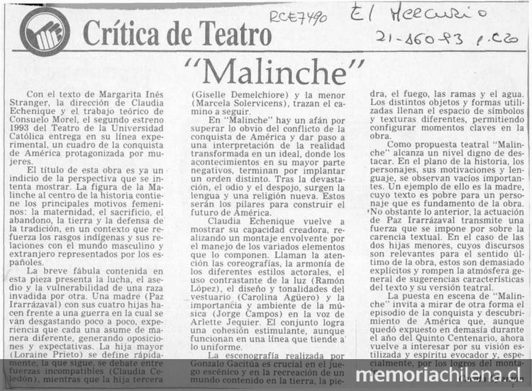 Malinche: crítica de teatro