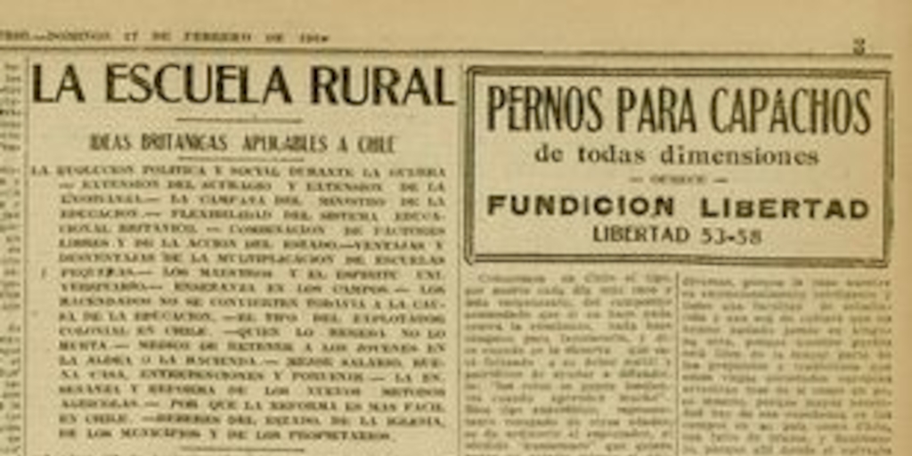 La escuela rural: ideas británicas aplicables a Chile