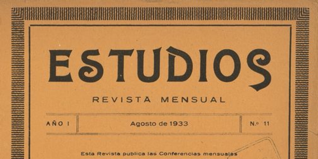 Estudios. Año 1, número 11, agosto de 1933