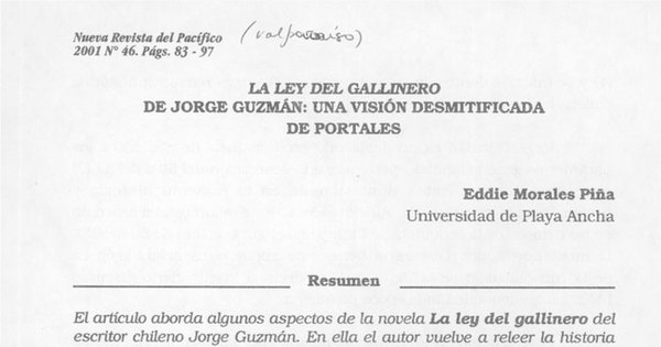 La ley del gallinero de Jorge Guzmán, una visión desmitificada de Portales